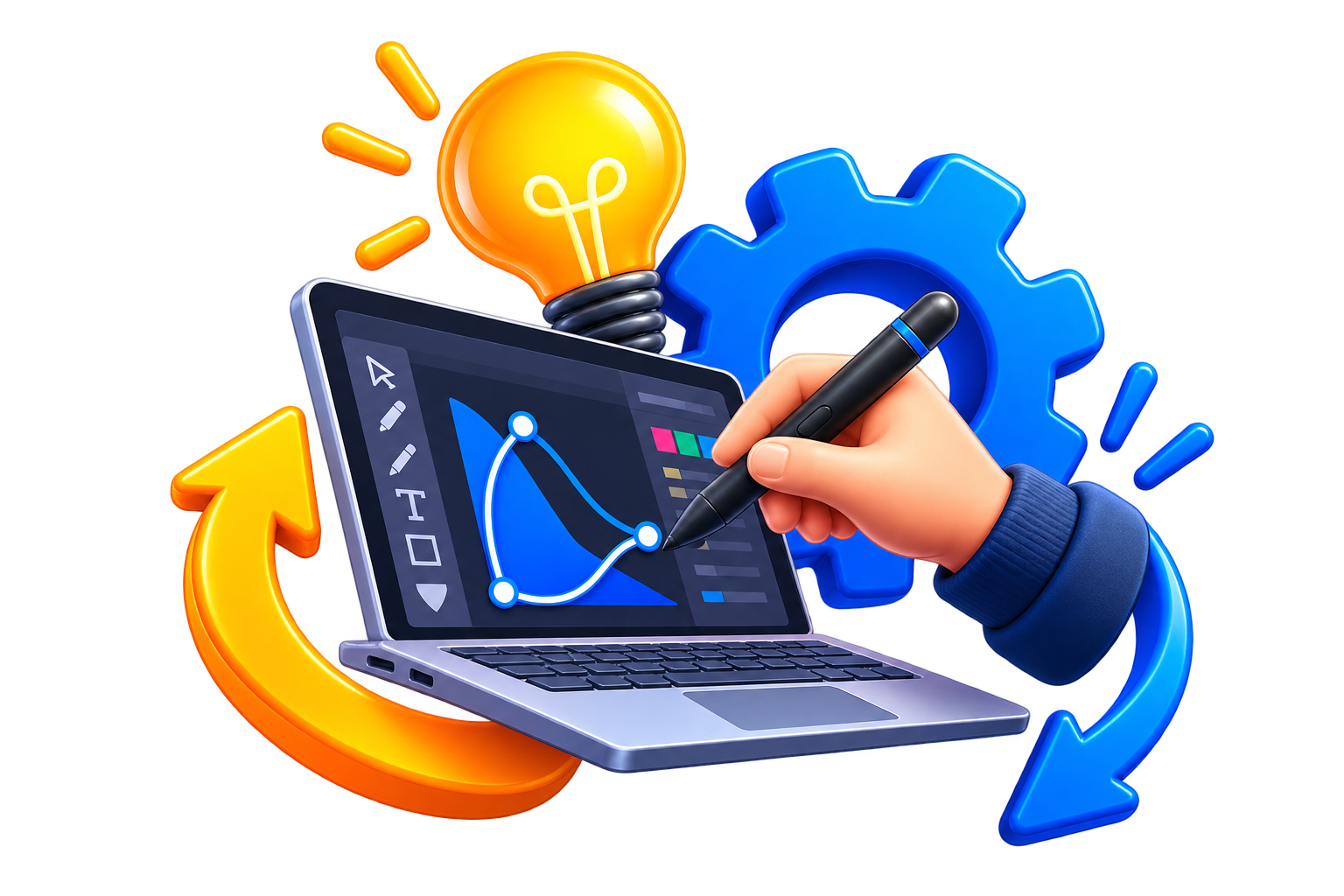 Creative portfolio workspace illustration